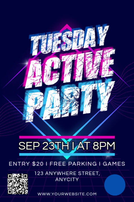 Copy of Purple Neon Tuesday Active Party Poster | PosterMyWall