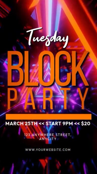 Copy of Purple Neon Tuesday Block Party Reel Instagram | PosterMyWall