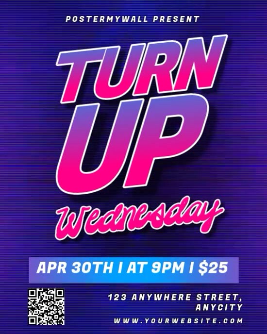 Purple Neon Turn Up Wednesday Instagram Portrait template