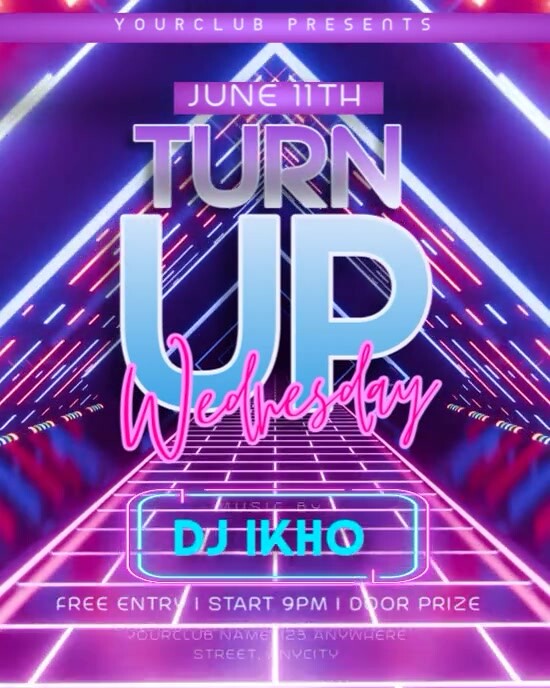 Purple Neon Turn Up Wednesday Instagram Portrait template