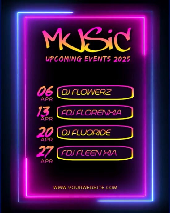 Purple Neon Upcoming Events Instagram Portrait template