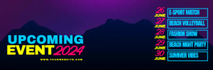 Purple Neon Upcoming Events Tajuk Twitter template