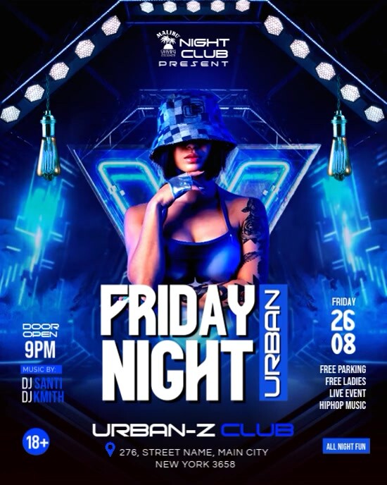 Purple Neon  Urban Night Party Flyer Instagram Portrait template