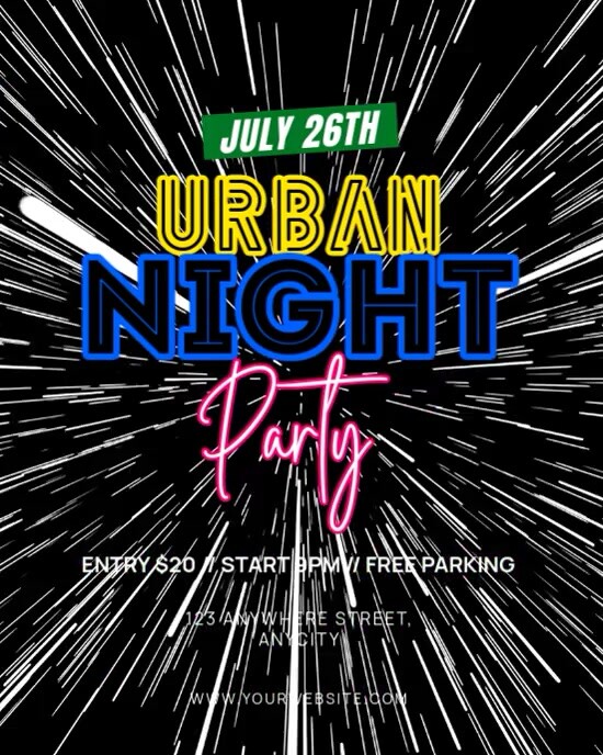 Purple Neon Urban Night Party Instagram Portrait template