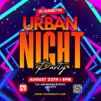 Purple Neon Urban Night Party Pos Instagram template