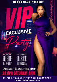 Purple Neon VIP Exclusive Party A4 template