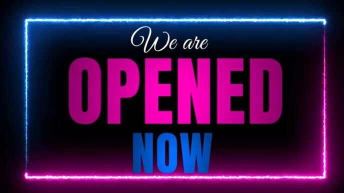 Purple Neon We Are open Digital Display (16:9) template