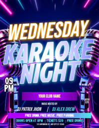 Purple Karaoke Night Løbeseddel Template