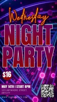 Purple Neon Wednesday Night Party Reel Instagram template