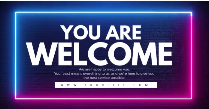 Purple Neon Welcome Message Facebook Shared Image Video Templat ...