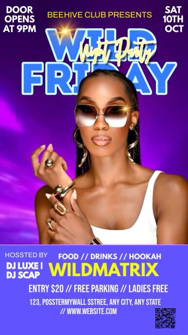 Purple Neon Wild Friday Instagram Reel Template PosterMyWall Purple Neon Wild Friday Instagram Reel Template PosterMyWall