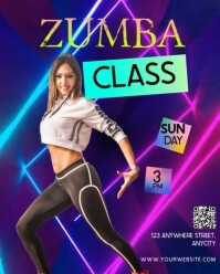 Purple Neon Zumba Classes Instagram Portrait template