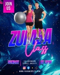 Purple Neon Zumba Classes Instagram Portrait template