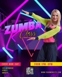 Purple Neon Zumba Classes Instagram Portrait template