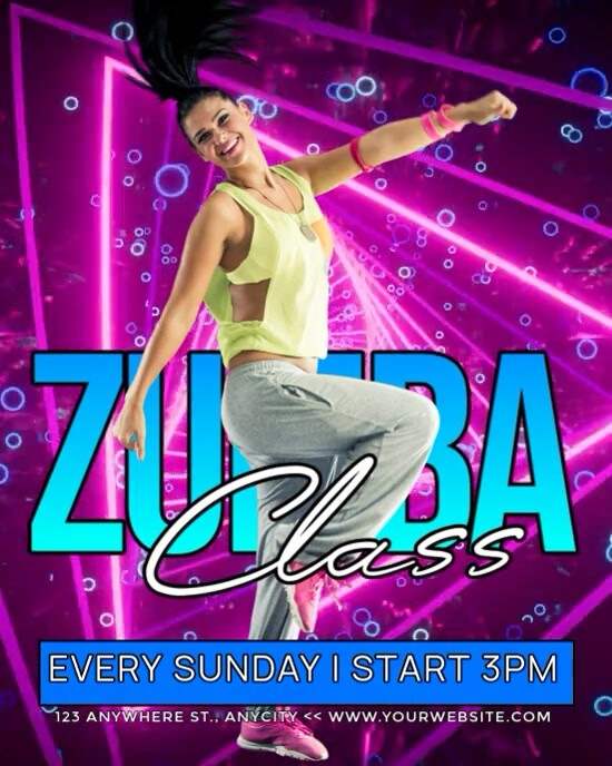 Purple Neon Zumba Classes Instagram Portrait template