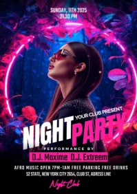 Purple Night Party A1 template
