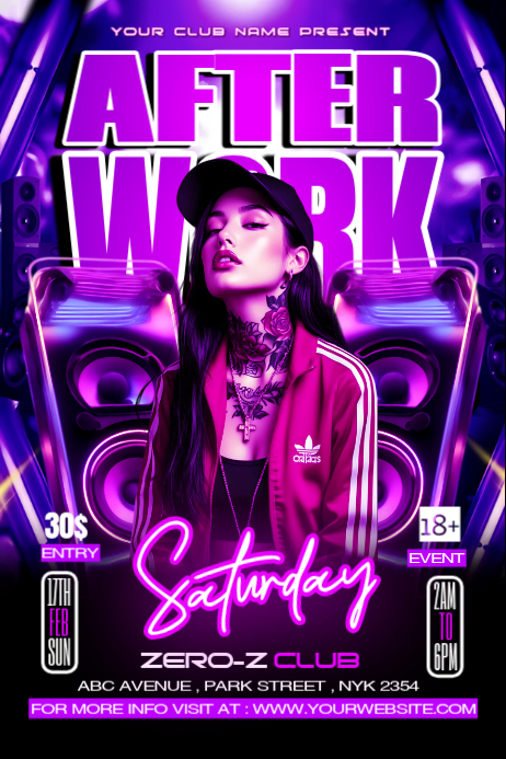 Purple Nightclub Event Banner 4' × 6' Template | PosterMyWall