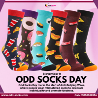 Lilla Odd Socks Day Instagram-opslag Template
