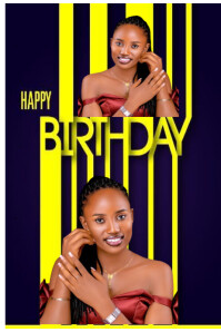 Purple Pastel Black And Yellow Happy Birthday Design With The Picture Size Of 24 By 36  Poster template