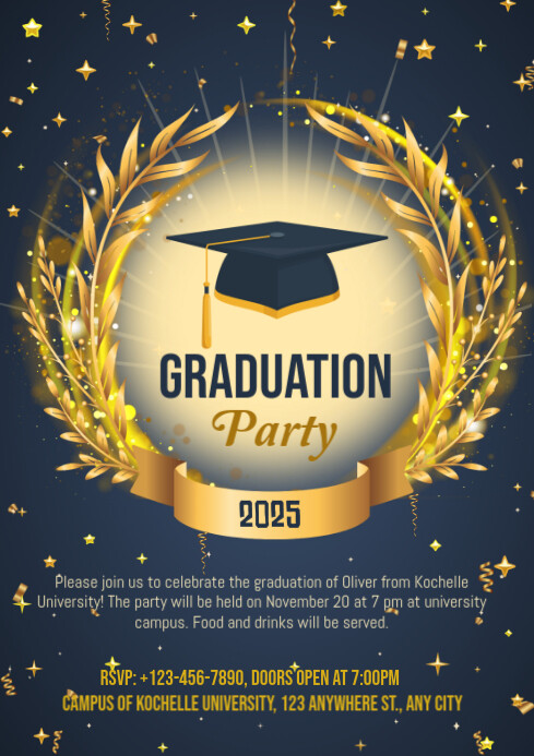 Purple Pastel Graduation Party A4 Template | PosterMyWall