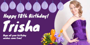 Purple Pastel Happy 18th Birthday  Eventbrite Banner template