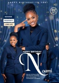 สีม่วง Birthday Celebration A4 Template