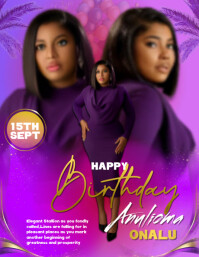 Purple Pastel Happy Birthday Celebration Template  Flyer (us Letter)