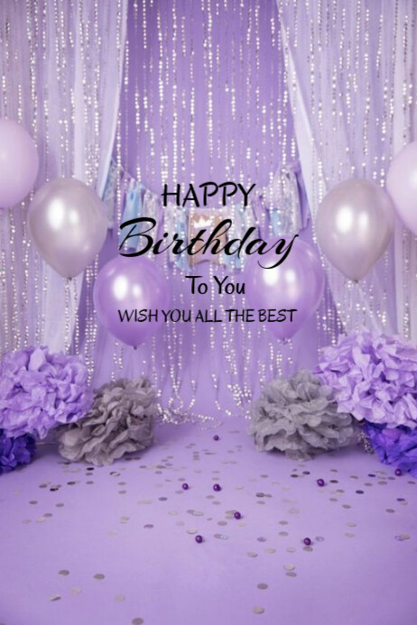 Purple Pastel Happy Birthday To You  Poster 海报 template