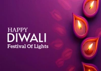 Purple Pastel Happy Diwali  Postcard ไปรษณียบัตร template