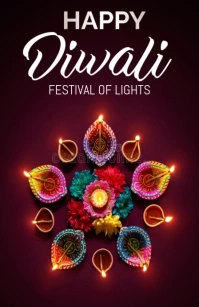 Purple Pastel Happy Diwali Template  Half Page Wide