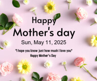 สีม่วง Purple Pastel Happy Mother's Day Wish Cards Medium Rectangle Średni prostokąt Template