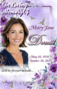 Purple Pastel Lilac Half Page Wide Funeral Booklet Cover template