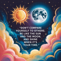 Purple Pastel Motivational Sun And Moon Poster - Inspirational Quote 'don’t Compare Yourself' - Beau โพสต์บน Instagram template