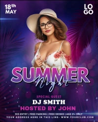 Purple Pastel Summer Night Instagram Portrait template