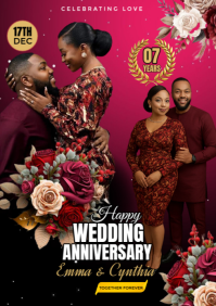 Purple Pastel Wedding Anniversary Flyer  A3 template