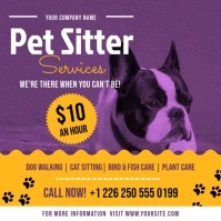 Purple Pet Sitter Services Ad Square Video template