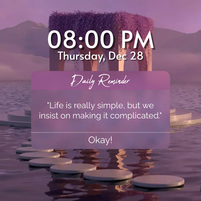 Purple Phone Daily Reminder Notification Inst Template | PosterMyWall