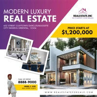 Purple Pink Modern Real Estate Review Instagr Quadrato (1:1) template