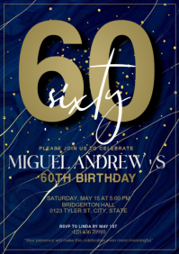 Purple Professional 60th Birthday Celebration A4 template