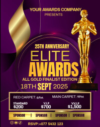 สีม่วง Awards Ceremony Poster/Wallboard Template