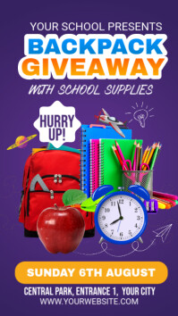 Purple Professional Backpack Giveaway Instagram Story template