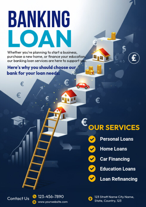 Purple Professional Banking Loan Flyer Template  A4