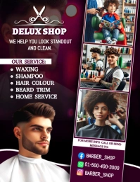 Purple Professional Barbingshop And Hair Cut Flyer (US Letter) template