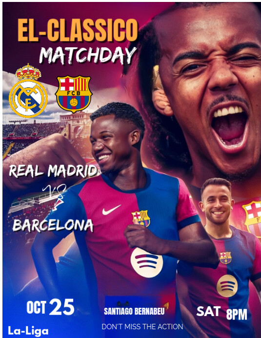 Copy of Purple Professional Barcelona Vs Real Madrid Elclassico Flyer ...