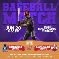 Purple Professional Baseball Match Instagram Post Video template