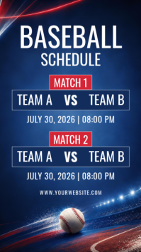 Purple Professional Baseball Schedule Instagram Story template