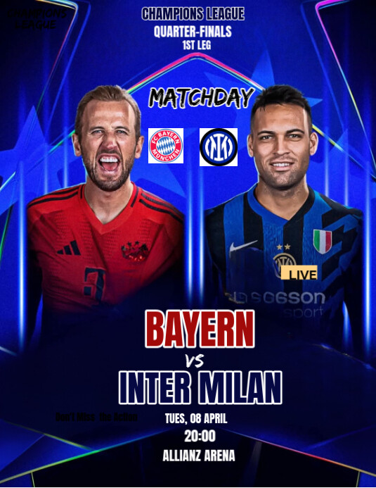 Purple Professional Bayern Munich Vs Inter Milan Flyer (us Letter) template