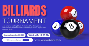 Purple Professional Billiards Tournament Facebook Shared Image template