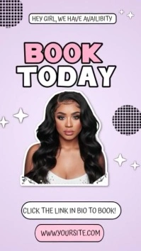 Purple Professional Book Today Hair Flyer, Wig Flyer, Hair Stylist Ad Instagram Reel template