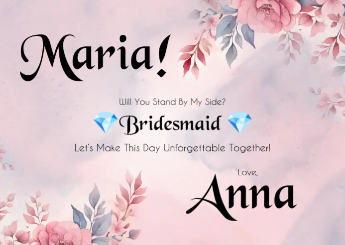 Purple Professional Bridesmaid Postcard Poskaart template